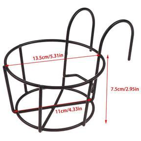 Garden Hanging Plant Iron Racks Balcony Round Flower Pot Rack Railing Fence - megapoint.com