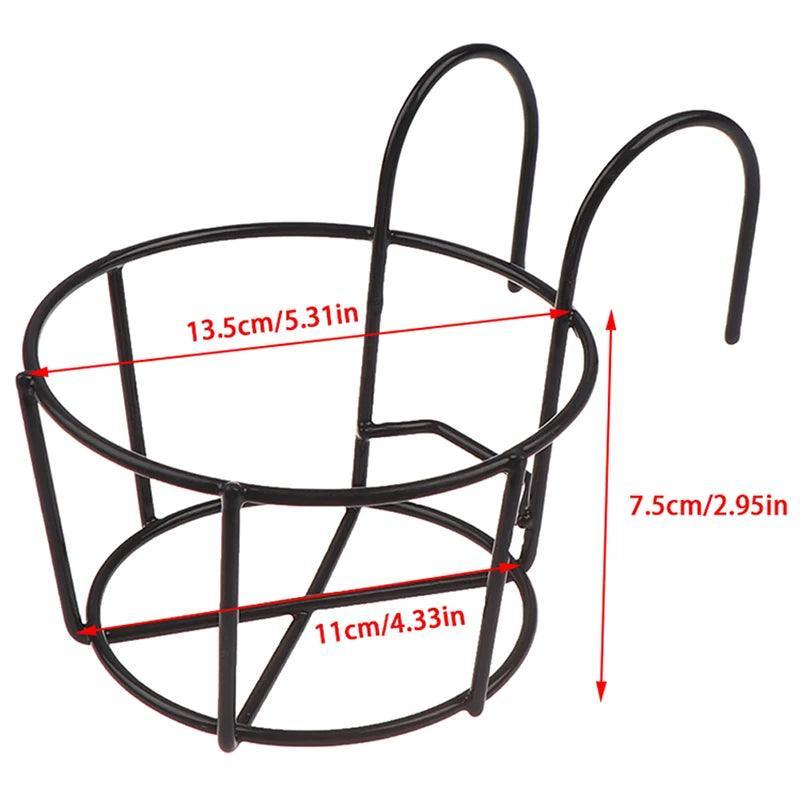 Garden Hanging Plant Iron Racks Balcony Round Flower Pot Rack Railing Fence - megapoint.com