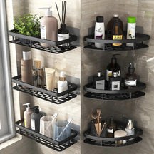 Bathroom Shelf Kitchen Storage Organizer Aluminum Alloy Shampoo Rack Shower Shelf Bathroom Accessories No Drill Shelf - megapoint.com