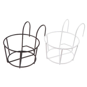 Garden Hanging Plant Iron Racks Balcony Round Flower Pot Rack Railing Fence - megapoint.com