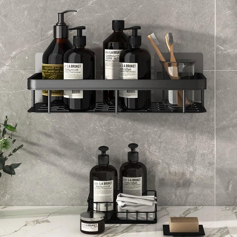 Bathroom Shelf Kitchen Storage Organizer Aluminum Alloy Shampoo Rack Shower Shelf Bathroom Accessories No Drill Shelf - megapoint.com