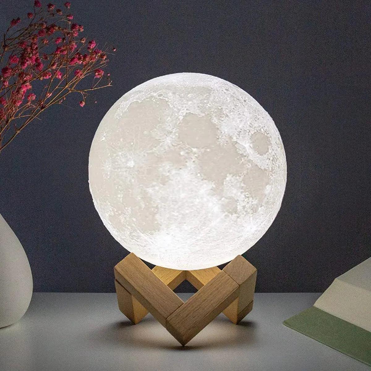 8cm Moon Lamp LED Night Light Battery Powered With Stand Starry Lamp Bedroom Decor Night Lights Kids Gift Moon Lamp - megapoint.com