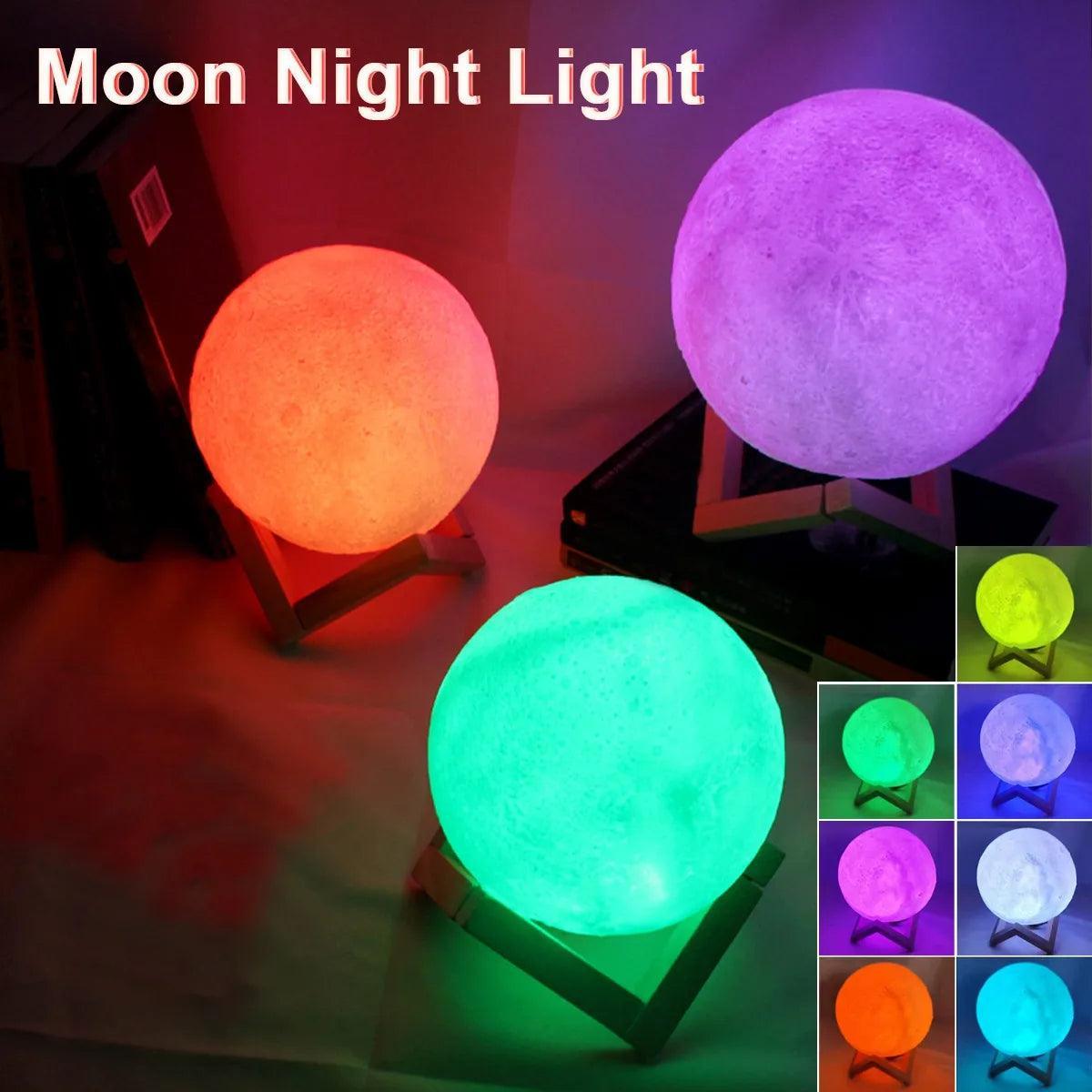 8cm Moon Lamp LED Night Light Battery Powered With Stand Starry Lamp Bedroom Decor Night Lights Kids Gift Moon Lamp - megapoint.com